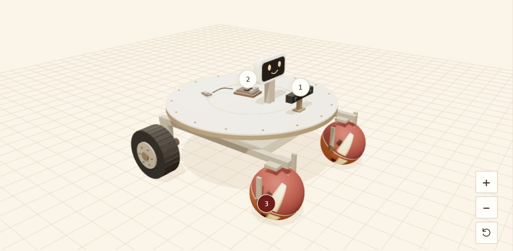 HAMR simulation model with a circular platform, two drive wheels, and split ball casters